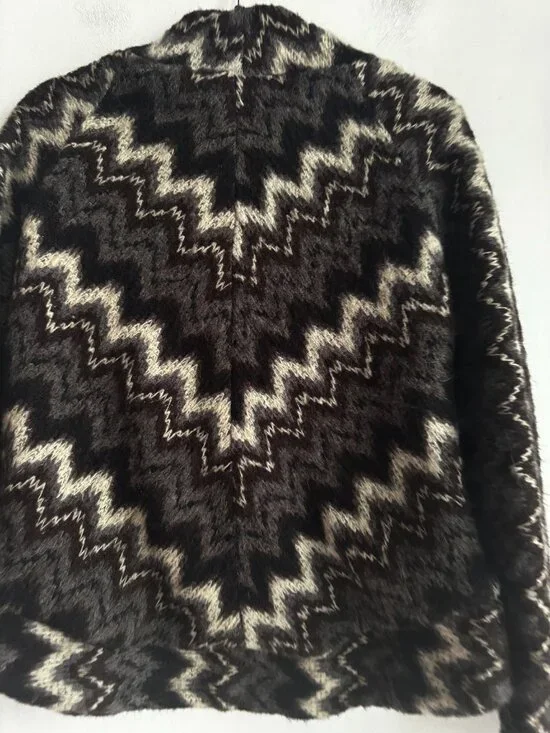 Mike Gonzalez Zig Zag Sweater Grey Black White M - Picture 7 of 7